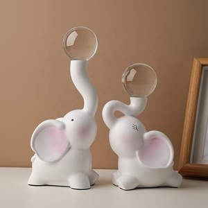 Fleurs en céramique blanche éléphant amoureux statue décor à la maison artisanat chambre décoration mariage ornement porcelaine jardin animal figurine - Product Image 2