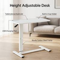 Mesa de Noche Metálica Móvil Ajustable, Escritorio Plegable para Portátil, Mesa de Estudio, Mesa de Sofá, Mesa de Comedor Hidráulica
