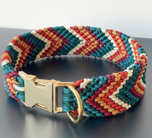 <span class=keywords><strong>Collar</strong></span> de Perro Martingale de Lujo Estilo Bohemio Personalizado, Nuevo Estilo, Colorido, de Paracord Ancho con Cintas Elegantes y Patrón de Rayas - Product Image 1