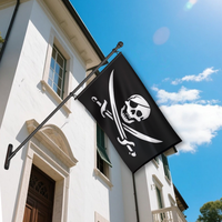 Drapeau de pirate 3x5 pieds, Jolly Roger avec cache-œil et épées croisées, bannière en polyester double face pour décoration extérieure de bar ou de man cave