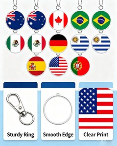 Wholesale Cabo Verde Flag Round <b>Keyring</b> Acrylic National Flag Key Chain Custom Tourist Souvenir Pendant - Product Image 2