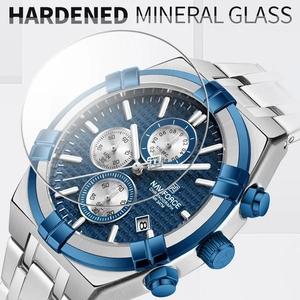 Montre à quartz pour homme de marque 8042, bracelet en acier inoxydable de haute qualité, verre Hardlex, cadran de 43 mm, date automatique, étanche, faible coût - Product Image 5