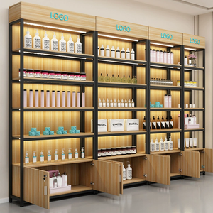 מדפי גונדולה חד-צדדיים מודרניים מפלדה ועץ לתצוגת מזון בחנויות נוחות - Product Image 2