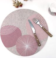 Ensemble de napperons et sous-verres en feutre ronds à impression personnalisée pour table à manger