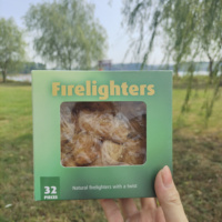 Allume-feu en laine de bois naturel à éclairage rapide pour camping en plein air, barbecue, charbon de bois organique, 32 pièces/boîte