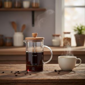 Luxury Design 400ml 800ml Manual Glass <b>Coffee</b> Brewer French Press <b>Coffee</b> Maker With Bamboo Lid and 304 SS <b>Filter</b> for Office Home - Product Image 1
