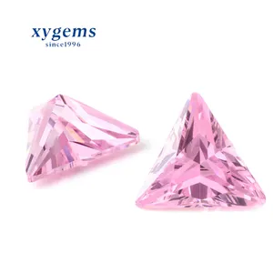 Fantezi renk üçgen CZ 6x6mm kübik zirkonya pembe CZ gelen Wuzhou taşlar şehir