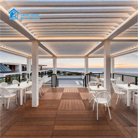 Pergola moderne de luxe en aluminium Sweet Home, toit à lamelles bioclimatiques motorisé, auvent extérieur imperméable, éclairage LED