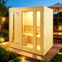 Sauna traditionnel extérieur pour 2 à 4 personnes, cabine de sauna carrée en bois massif avec panneau de commande pour la maison, le jardin et la cour.