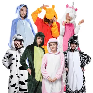 Gros Hiver Adulte Onesie Chaud Flanelle Pijamas Dessin Animé Costume Dot Kitty Ours Une pièce Pyjamas Femmes Hommes Animal Kigurumis