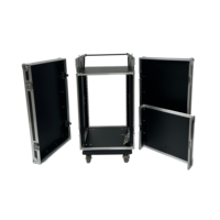 Flight case DJ 16U+4U antichoc en aluminium et contreplaqué de haute qualité avec 3 portes et support extensible pour mixeur et amplificateur
