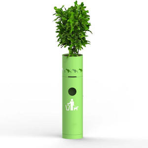Poubelle ronde verte en colonne pour usine, avec pot de <span class=keywords><strong>fleurs</strong></span>, personnalisation possible, poubelle pour animaux de compagnie, poubelle pour déchets de rue - Product Image 3