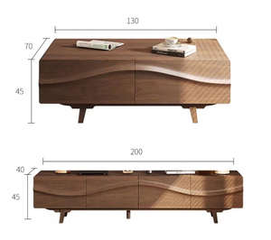 Mueble de TV de Diseño Nórdico, Mueble de TV de Madera Maciza de Lujo para Villa o Apartamento, Mueble de TV Estilo Antiguo, Juego de Mesa de Centro para TV - Product Image 6