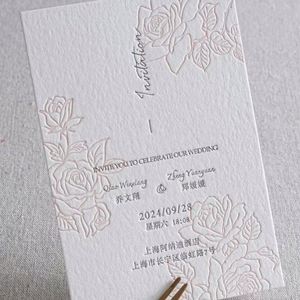 Tarjeta de Boda de Lujo Personalizada con Impresión Tipográfica, Invitaciones de Boda de Alta Gama, Tarjeta Postal con Texto en Relieve, Tarjeta de Menú - Product Image 3