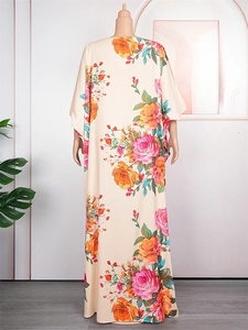 Chiffon lange Kleider Ballkleid Abayas Dashiki Blumen druck Loose Boubou Damen bekleidung Kleid Seamless rican Party Full für Frauen - Product Image 4