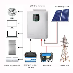 Güneş sistemi invertörü 5.6kw On/off hibrid ızgara güneş enerjisi sistemi ev aletleri için Mppt 6000w güneş invertör