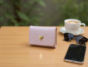 Portafoglio da donna a tre ante in materiale PU, lunghezza corta, stile minimalista, chiusura pieghevole - Product Image 2