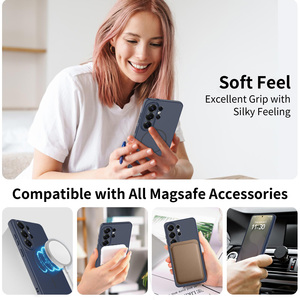 Coque de téléphone douce au toucher pour <span class=keywords><strong>Samsung</strong></span> Galaxy S26 Ultra S25, chargement magnétique sans fil, finition mate dépolie, découpe précise, bleue - Product Image 4
