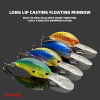 Leurres de pêche crankbaits 9cm/10g, leurres d'eau de surface, 10 couleurs avec hameçon triple tranchant pour la pêche au bar en rivière, lac et ruisseau