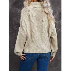 Maglione in <span class=keywords><strong>Cotone</strong></span> Personalizzato per l'Inverno, Vestibilità Ampia, <span class=keywords><strong>Collo</strong></span> <span class=keywords><strong>Alto</strong></span>, Maglione Base in <span class=keywords><strong>Maglia</strong></span> di <span class=keywords><strong>Cotone</strong></span> per <span class=keywords><strong>Donna</strong></span> - Product Image 6