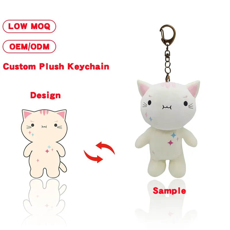 Chất Lượng Cao Tùy Chỉnh Thú Nhồi Bông Sang Trọng Màu Trắng Mèo Động Vật Keychain Món Quà Giáng Sinh Đáng Yêu Đồ Chơi Sang Trọng