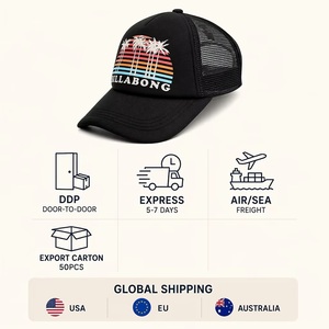 หมวกแก๊ปตาข่ายทรง Trucker ลายต้นปาล์มยามอาทิตย์อัสดง Billabong แบบวินเทจ สำหรับเล่นเซิร์ฟ ขายส่งจากโรงงาน รับผลิตแบบ OEM ขั้นต่ำสั่งซื้อน้อย - Product Image 6