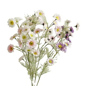 Minigirasol Artificial de tipo francés, margaritas blancas y rosas para Decoración de mesa de boda, flores de seda