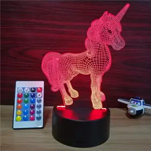 De Gratis Unicorns 3D Licht Nacht Met Afstandsbediening