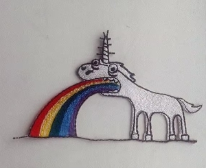 Patch brodé licorne arc-en-ciel amusant, motif dessin animé, applique licorne mignonne et originale pour veste, sac <span class=keywords><strong>à</strong></span> dos, streetwear, décoration DIY pour adolescents - Product Image 2