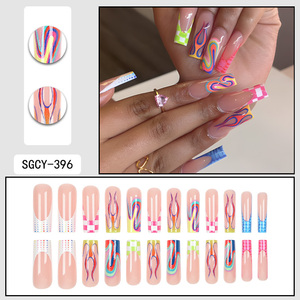 Usine en gros de haute qualité ABS matériel 24 pièces <span class=keywords><strong>multicolore</strong></span> imprimé cercueil <span class=keywords><strong>faux</strong></span> ongles à la mode Ballet doigt Application - Product Image 6