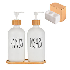 Dispenser di sapone per mani e piatti <span class=keywords><strong>in</strong></span> <span class=keywords><strong>vetro</strong></span> da cucina di alta qualità Dispenser di sapone ricaricabile per piatti bianchi da 500ML/16 once - Product Image 1