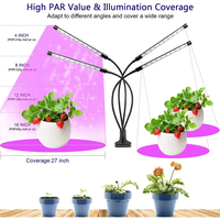 Lampe LED Joystar intelligente à quatre têtes avec minuterie pour la croissance des plantes, à intensité réglable sur 6 niveaux, certifiée CE