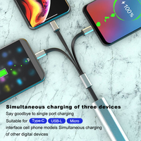Monfonk kabel Data pengisian daya cepat, kabel Data penyimpan pengisian daya 3 in 1 untuk iPhone dan Xiaomi