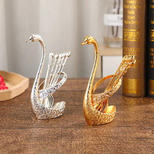 Usine Stock Creative Argent Cygne Métal Cuillère Vaisselle Plaqué Or Animal Thème Cuisine Stockage Sculpté Mode Artisanat Fourchette Costume - Product Image 3