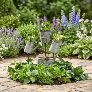 Pot de fleurs moderne en métal galvanisé écologique pour accrochage mural et utilisation en jardin - Product Image 3