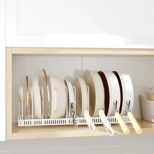 Kitchen Cabinet Pull Out Tray Organizer Slide Rails Adjustable Storage Rack for <b>Pots</b> Pans Dishes, Sliding Cabinet Drawer - Product Image 2