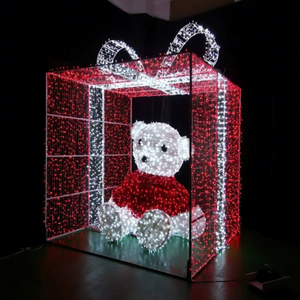 2D 3D Christmas Gift Box Motif Light Outdoor Street Decoration for Holiday Landscape Display Projects - Product Image 1