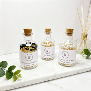 Fósforos de Segurança Longos e Sólidos de Madeira com Rolha de Cortiça em Garrafa de Vidro Transparente Personalizada para Velas Aromáticas e Banheiro - Product Image 3