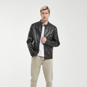 Giacca Invernale da Uomo in Ecopelle con Collo Mao Traspirante Colore Nero Taglia S Negozio Imperio Moda Sostenibile - Product Image 1