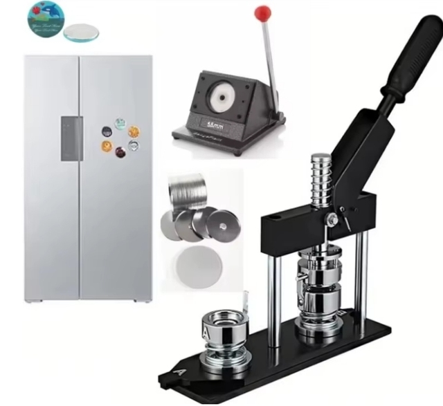 58mm Hand Press Magnet Machine 100 Materials Photo Making Set Industrial Equipment for Refrigerator Badge Metal 2-Year Warranty