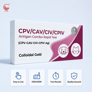 Test rapide combiné 4-en-1 pour chiens : antigènes CPV, CAV, CIV, CPIV (Parvovirose, Adénovirose, <span class=keywords><strong>Grippe</strong></span> canine, Parainfluenza) – Diagnostic vétérinaire pour vomissements et toux - Product Image 1