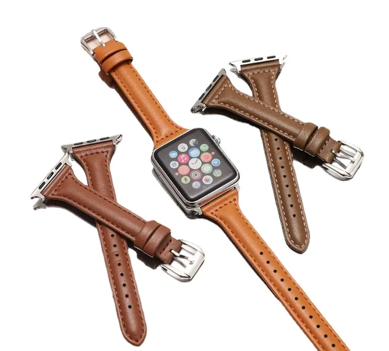 Onthelevel Horlogeband Voor Apple Watch Band 2/3/4/5/6/7 Generatie Lederen Horlogeband Voor Iwatch Horlogeband 38/40/41 42/44/45Mm