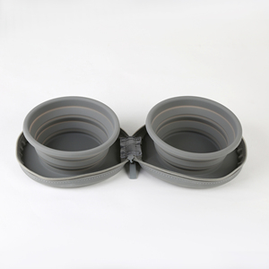 Tazón de Viaje para Perro, Plegable, Doble, de Silicona, Plato Plegable para Mascotas, Producto Promocional - Product Image 1