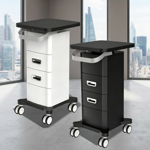 Carrito de Salón de Belleza Multifuncional Moderno de Metal con 2 Cajones y Rotación de 360 Grados para Uso en Spa, Barbería y Hotel - Product Image 1