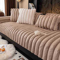 Housse de canapé en flanelle haut de gamme automne-hiver, antistatique, motif floqué uni, style moderne, antidérapante, épaissie