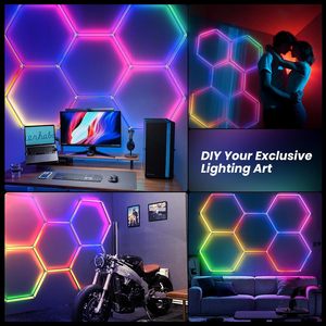 ไฟเพดานรูปหกเหลี่ยมสำหรับโรงรถสไตล์แมนเคฟ RGB รุ่น Honeycomb Makeover 6500K แบบ DIY Snapfit สำหรับสร้างบรรยากาศยามค่ำคืน - Product Image 2