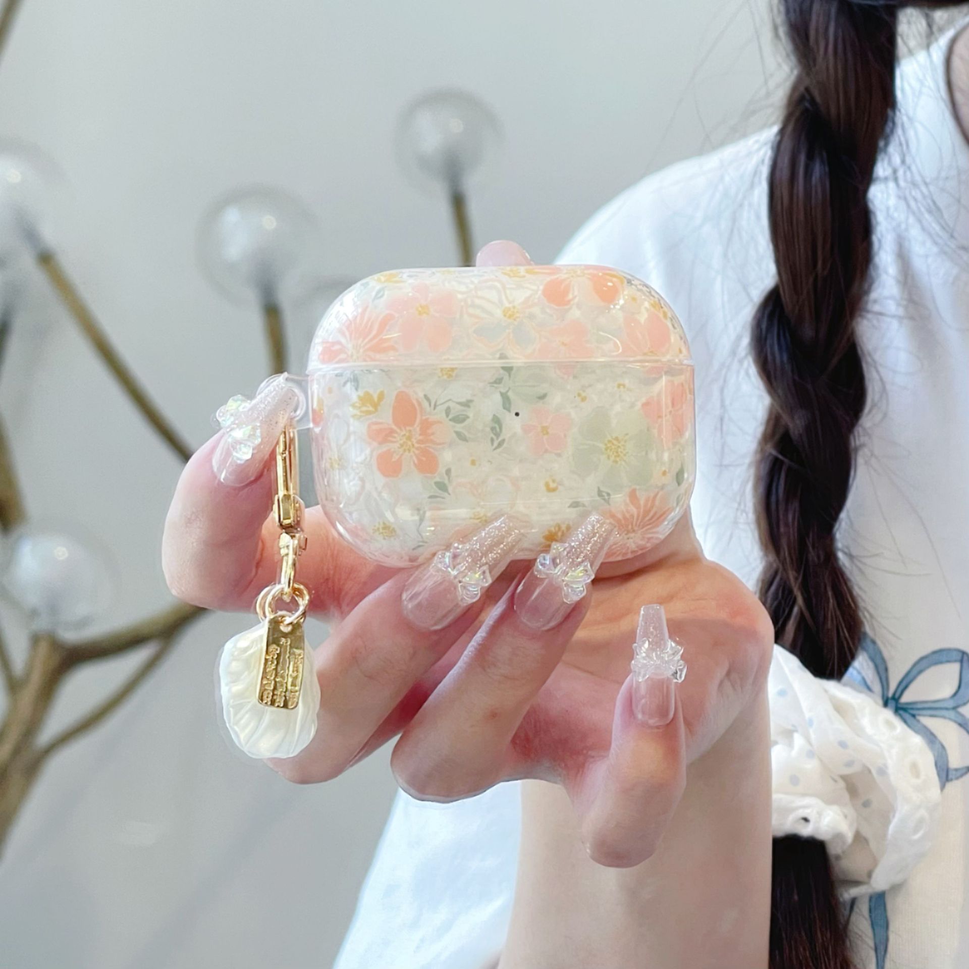 Orange Little Flower Shell Pendant