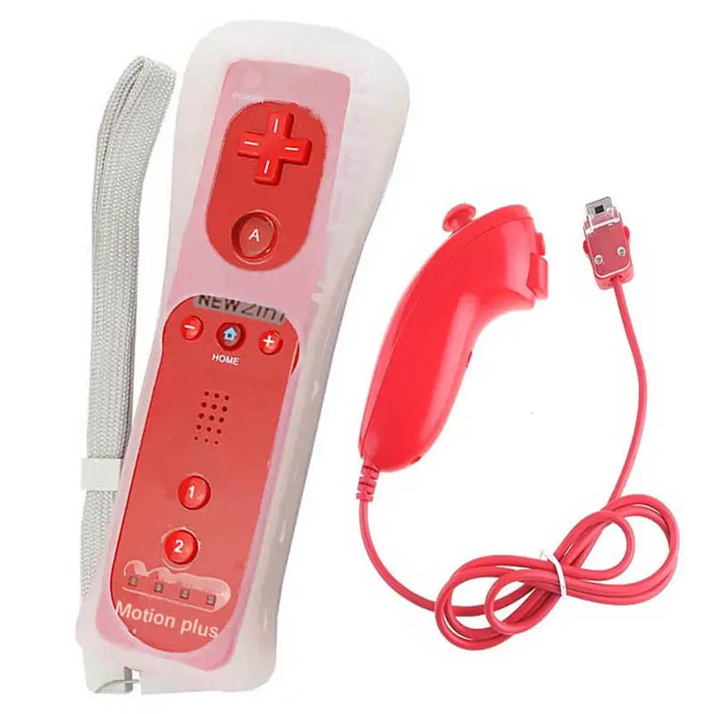 Controle remoto nintendo wii 2 em 1, joystick embutido em movimento plus para nintendo wii