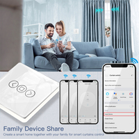 Interruptor Inteligente WiFi LangYeao con Panel Táctil de Vidrio Curvo 2.5D para Persianas Enrollables y Contraventanas, Control por Aplicación, Compatible con Alexa y Google Home