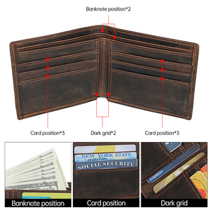 Vintage Genuíno Carteiras De Couro Para O Homem Anti-Roubo Curto Masculino Bolsas Clipe Dinheiro Titular Do Cartão De Crédito Homens Couro Carteiras - Product Image 4